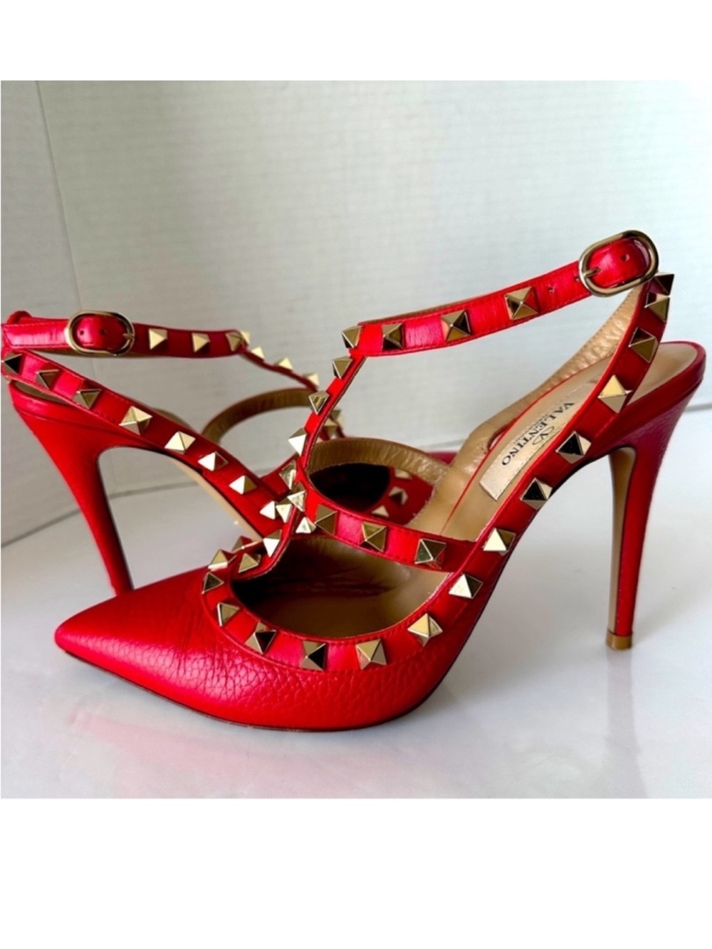 Valentino Garavani Vibrant Red Studded Heels